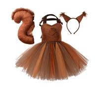 Generico Disfraz de Écureuil pour Tout-Petits - Déguisement d'Animal Cosplay | Robe Tutu avec Oreilles, Bandeau, Queue, Disfraz de Halloween pour Filles 1-12 Ans, Déguisement Enfant Carnaval