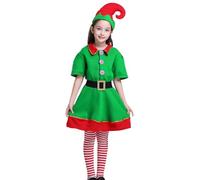 Generico Disfraz de elfo adulto, disfraz de elfo de Navidad para mujer, disfraz de ayudante de Papá Noel | Vestido navideño para adultos y niños, vestidos festivos, disfraces cosplay de Navidad