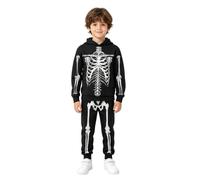 Generico Disfraz de esqueleto para niños, divertido sudadera con capucha y mono de gimnasia de manga larga con impresión 3D, juego completo de jersey y pantalones para Halloween, carnaval y fiestas