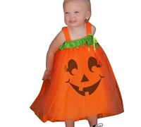Genérico Disfraz De Halloween Niña, Vestido De Princesa De Tul De Malla con Estampado De Calabazas De Halloween Sin Mangas para Niños Y Niñas Pequeñas
