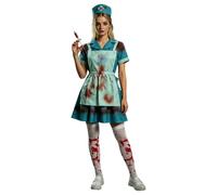 Generico Disfraz de Halloween para mujer, disfraz de enfermera Halloween, apto para carnaval, cosplay y fiestas temáticas. Accesorios para enfermera de terror sangriento con delantal, calcetines y