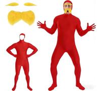 Genérico Disfraz de Lorax y Slenderman para Adultos Traje Unisex Naranja de Cuerpo Entero Carnaval y Navidad traje de pantalla verde, traje naranja, mono para Halloween, carnaval, cosplay