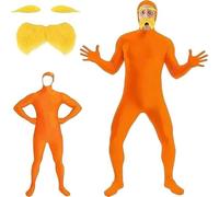 Genérico Disfraz de Lorax y Slenderman para Adultos Traje Unisex Naranja de Cuerpo Entero Carnaval y Navidad traje de pantalla verde, traje naranja, mono para Halloween, carnaval, cosplay