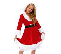 Genérico Disfraz de Mamá Noel Vestido Niña Cosplay Santa Claus Navidad 3 Piezas Conjunto de Navidad para bebé Niñas Vestido de Princesa y Capa Elegante con Sombrero de Papa Noel
