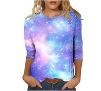 Genérico Disfraz De Mujer Carnaval - Camiseta De Manga Corta De Moda con Estampado De Cielo Estrellado Celestial Blusa Informal para Uso Diario
