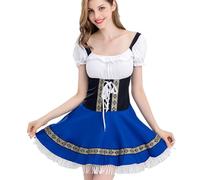 Generico Disfraz de mujer 'Oktoberfest - Disfraz bávaro para mujer | Disfraz bávaro | Vestidos bávaros | Vestidos bávaros azul Vestidos para mujer | Vestidos de disfraz alemán para fiesta Cosplay