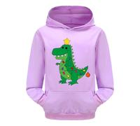 Genérico Disfraz de Navidad, Sudadera para niña, manga larga, Navidad, Dinosaurio de dibujos animados, estampado con capucha, forro polar unisex, cómodo, cálido, ideal para otoño e invierno, ropa
