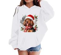 Genérico Disfraz de Navidad, suéter de niña, 12 años, manga larga, estampado de Navidad, capucha, forro polar suave, cálido, cómodo, invierno, fiesta, para niños, 1 11 años, casual