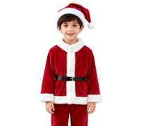 Genérico Disfraz de Noel para Niños Noel Papa Disfraces Conjunto con Top Pantalones Sombrero et Cinturón Niño Navidad Santa Claus Cosplay Conjunto para Mascarada Año Nuevo Cosplay Fiesta Temática