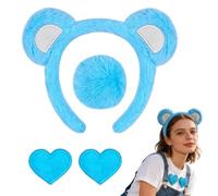 Genérico Disfraz de Oso para Adultos 4 Piezas | Diadema con Orejas, Cola de Felpa y Broches Corazón, Accesorios Unisex para Cosplay, Fiestas Temáticas y Fotografía
