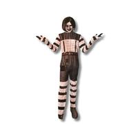 Genérico Disfraz de Payaso Siniestro, Mono a Rayas en Blanco y Negro, Traje Completo con Máscara L/G