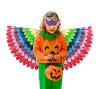 Generico Disfraz de paz de paz - Pluma arcoíris - Disfraz ligero | Capa infantil para niños para plumas degradadas, disfraces coloridos de Halloween para niñas, niños, eventos de fiesta