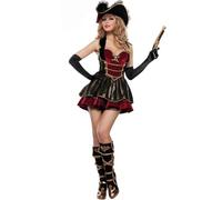 Generico Disfraz de pirata para adultos con vestido y bandana, juego elegante, cómodo, vintage y ligero, disponible en tallas grandes, completo con cinturón, ideal para Halloween, carnaval y cosplay