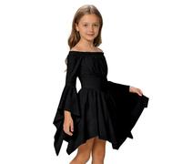 Genérico Disfraz de pirata para niño, niña, vestido medieval, niña, blusa con hombros descubiertos, estilo retro renacentista, vestido blanco para carnaval, Halloween, Cosplay