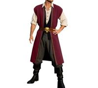Genérico Disfraz de Pirata Traje de Pirata Disfraz de Carnaval para Hombre Surcoat Sin Mangas Medieval Tablard Renacentista Chaleco de Pirata Vintage Traje de rol
