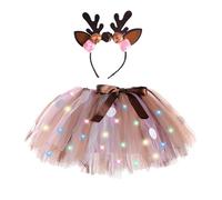 Genérico Disfraz de reno para niños y niñas, falda tutú + diadema de reno, accesorios de disfraz para Halloween, carnaval, cumpleaños, cosplay