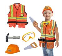 Generico Disfraz de trabajador de la construcción para niños | Juego de herramientas para niños de 5 piezas Finge jugar a ropa de trabajador de ingeniería | Kit de uniforme para disfraces cosplay
