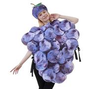 Genérico Disfraz De Uva Para Adultos | Conjunto Morado De Uvas Con Sombrero Para Halloween | Traje Para Hombres Y Mujeres De Fiesta Carnaval Teatro Obra | Halloween