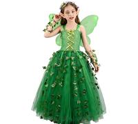 Genérico Disfraz De Verde Para Niñas de Cosplay de Halloween con Alas | Disfraces De Infantiles para Navidad Pascua Cumpleaños Carnaval Escenario Actuación Fotografías Niños