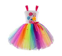 Genérico Disfraz de vestido de piruleta - Vestido de tutú de Candy para niñas - Disfraz de Halloween de caramelo para niños