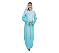 Genérico Disfraz de Virgen María con Halo para Adultas Traje de Pesebre Disfraz de Navidad Traje BíBlico Vestido Largo Maxi Vestido de Oración para Fiesta de Navidad
