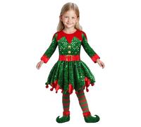 Genérico Disfraz Elfo NavideñO Para NiñOs NiñA NiñO Verde Travieso Conjuntos NavideñOs Para AñO Nuevo Mascarada Cosplay Halloween Carnaval San Patricio Fiesta TemáTica Familiar 110-160 Cm