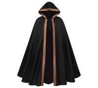 Genérico Disfraz Halloween Adulto Capa Unisex Larga Capucha Amplia Cierre Frontal Tejido Grueso Ideal Representación Monje Mago Disfraz Carnaval Hombre