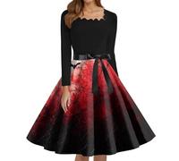 Genérico Disfraz Halloween Adulto Mujer Disfraz Novia Cadaver Vestido De Vampiro Vestidos Gótico De Fiesta Vestidos con Estampado Vestido Vintage Estampado Causal Vino 5XL