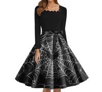 Genérico Disfraz Halloween Adulto Mujer Disfraz Vampiro Mujer Vestidos con Estampado Vestido Vintage Estampado Causal Vestido De Vampiro Vestidos Gótico De Cóctel Gris Oscuro 4XL