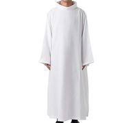 Genérico Disfraz Halloween Adulto Túnica Sacerdote Árabe Medio Oriente Manga Larga Cuello Redondo Bordes Ribeteados Ideal Recreación Histórica Disfraz Carnaval Hombre