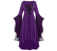 Genérico Disfraz Halloween Bruja Disfraces Halloween Mujer Talla Grande Vestido Talla Grande Mujer Tallas Grandes Disfraz Fantasma Tallas Grandes Vestidos de Fiesta Adulto Ropa Gótica Morado XXL