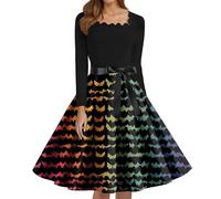 Genérico Disfraz Halloween Mujer Disfraz Novia Cadaver Vestidos Vintage Estampado Vestido Gótico para Adultos Vestido De Vampiro Vestidos De Halloween Carnaval De Fiesta Multicolor 4XL