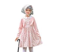 Genérico Disfraz Halloween Niña Vestido Abuela Cien Días Colegio Estampado Floral Elegante Carnaval Cosplay Infantil Niñas 5 A 12 Años Disfraz Anciana Niña Regalo