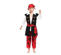 Genérico Disfraz Halloween Niños Traje Pirata Somalí Elegante Aventura Cosplay Actuación Fiesta Infantil Niños 5 A 12 Años Disfraz Pirata Infantil Regalo Niño