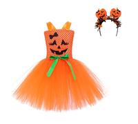 Genérico Disfraz Halloween Niños Vestido De Gala De Calabaza Para Niñas Atuendo Elegante Cosplay Cuento Hadas Vestido Princesa Con Tul Para Niños 2 A 12 Años