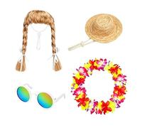 Genérico Disfraz Hawaiano Ganso Porche | 4 Piezas Disfraz Tropical Pato Lindo,Ropa Guirnalda Para Ganso,Para Jardín Césped Porche Patio Trasero Balcón Terraza Decoración Al Aire Libre Escuela