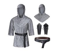 Genérico Disfraz Hombre Carnaval Armadura Cota Malla Estilo Caballero Corte Rol Conjunto Para Hombre Adulto Medieval Y Guerrero Con Capa Y Espada.