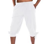 Generico Disfraz medieval de hombre pantalones cortos con cordones de verano vikingos pirata para el tiempo libre playa yoga elásticos vintage étnicos cómodos cintura elástica bermudas al aire libre
