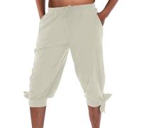 Generico Disfraz medieval de hombre pantalones cortos con cordones de verano vikingos pirata para el tiempo libre playa yoga elásticos vintage étnicos cómodos cintura elástica bermudas al aire libre