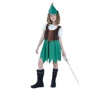 Genérico Disfraz Medieval Niña Vestido Peter Pan Sombrero Cuento Juego Roles Cosplay Elegante Fiesta Infantil Niñas 2 A 10 Años Disfraz Infantil Niña Regalo