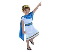 Genérico Disfraz Medieval Niño Capa Azul Griega. Traje De Cosplay De Senador Para Niños. Ropa Corte Para Baile Máscaras. Disfraz Carnaval Filósofo Ateniense