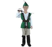 Genérico Disfraz Medieval Niño Traje Robin Hood Sombrero Capa Chaleco Aventura Cosplay Elegante Infantil Niños 2 A 10 Años Disfraz Medieval Infantil Regalo Niño