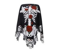 Genérico Disfraz Mujer Carnaval Capa Esqueleto Encaje Gótico Poncho Halloween Disfraces Medieval Bruja Accesorio Elegante Para Fiesta Temática De Noche Y Eventos De Miedo.