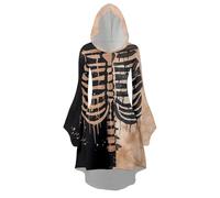 Genérico Disfraz Mujer Carnaval Vestido Capucha Bruja Estampado Halloween Elegante Para Mujer Adulto Noche De Disfraces Con Sombrero Y Escoba Voladora.