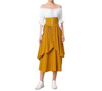 Genérico Disfraz Mujer Disfraz De Vikinga Mujer Medieval Oversize Blanco Trajes Medievales Rojo Ropa Medieval Vikingo Vikinga Vestido Renacentista Negro Traje Victoriano Vestido Dress Bruja De Epoca