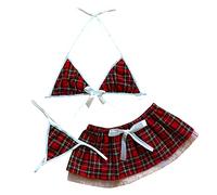 Genérico Disfraz Mujer Sexy Erótico San Valentin Lingerie interior Juego de rol Uniforme de estudiante Tentación interior Traje estudiante Pijama sexy Lenseria para Mujer Lingerie (Red, XL)