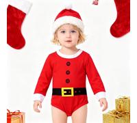 Genérico Disfraz Navidad Bebe Disfraz Tutina Babbo Natale Neonato para Bebé Niño y Niña Mono con Sombrero Resiste eficazmente el frío niños Pequeños Traje de Navidad Pijamas Ropa (E-Red, 70/3-6M)
