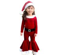 Genérico Disfraz Navidad Bebe Niña Traje Papa Noel Conjunto Mono Cosplay 3 Pc Set Con Pantalones Con Gorro Terciopelo Trajes Navideñas Roja Regalos Para Niñas Disfraces Mi Primera Navidad