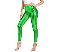 Genérico Disfraz para mujer Carnaval con polainas de alto tamaño, brillante, falso estiramiento, pantalones brillantes, metálicos, textura de yoga, estampado de oro, informal, vestido gótico para