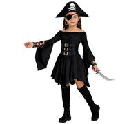 Genérico Disfraz Pirataniña Disfraz Medieval Niña Disfrazpirata Vestido Princesa sin Hombros Decarnaval Minivestido Boho Vestido para NiñAs para Festival Decerveza (Black, 10-11 Years)